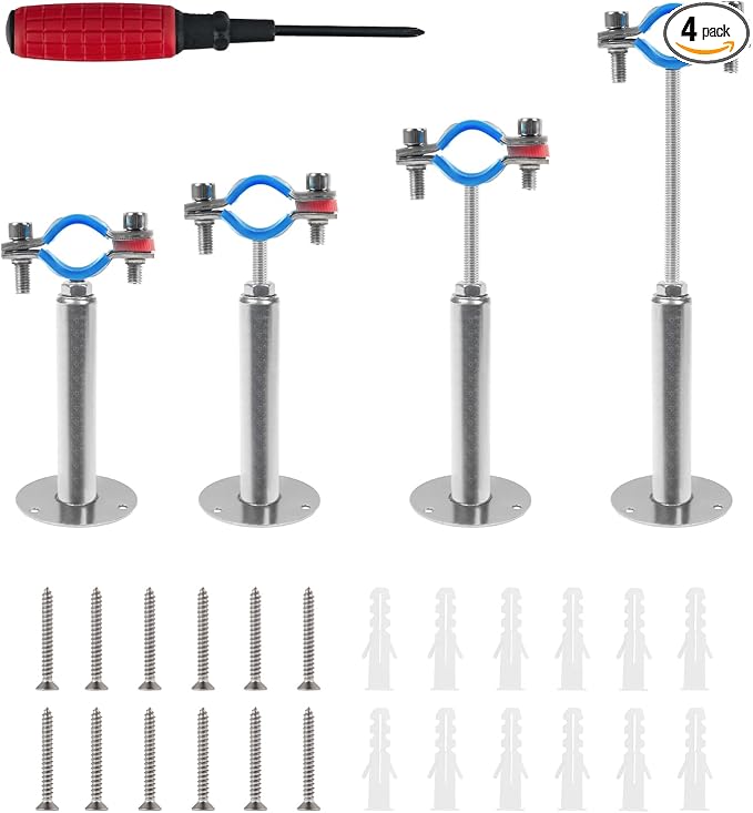 4PCS 304 Stainless Steel Wall Mount Ceiling Mount Pipe Supports, Suitable by Kodilin