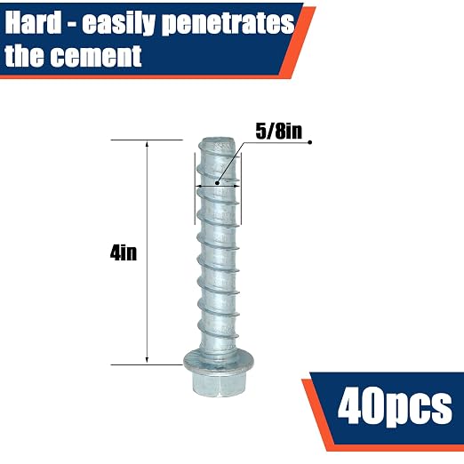 Tandefio 40 Pack 5/8 x 4 Concrete Anchors and Screw Kits Galvanized | Large - Image 2