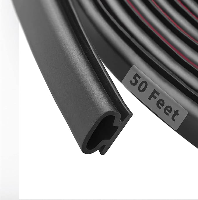 50 Feet D-Shape Rubber Weather Stripping Door Seal Strip, Fingwerk by Fingwerk