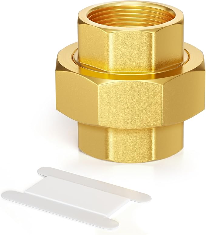GASHER 1/2" FNPT Brass Union Pipe Fitting | 1/2 Inch Female x 1/2 Inch Female by GASHER