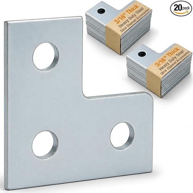 20 Pack Strut Channel Flat Plate Connector, Strut Accessories & Fittings by qurupizu