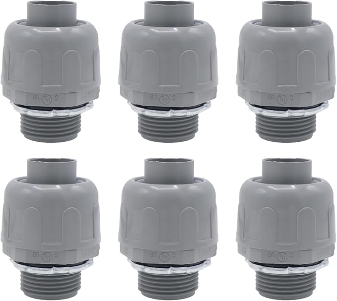 6-Pack 3/4 Inch NPT Liquid Tight PVC Conduit Connector Fittings | straight 180 by Joyangy