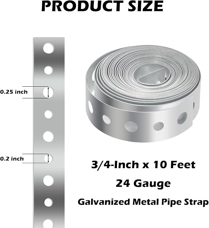 Galvanized Metal Pipe Strap, 3/4 Inch x 10 Feet, 24 Gauge, - Image 3