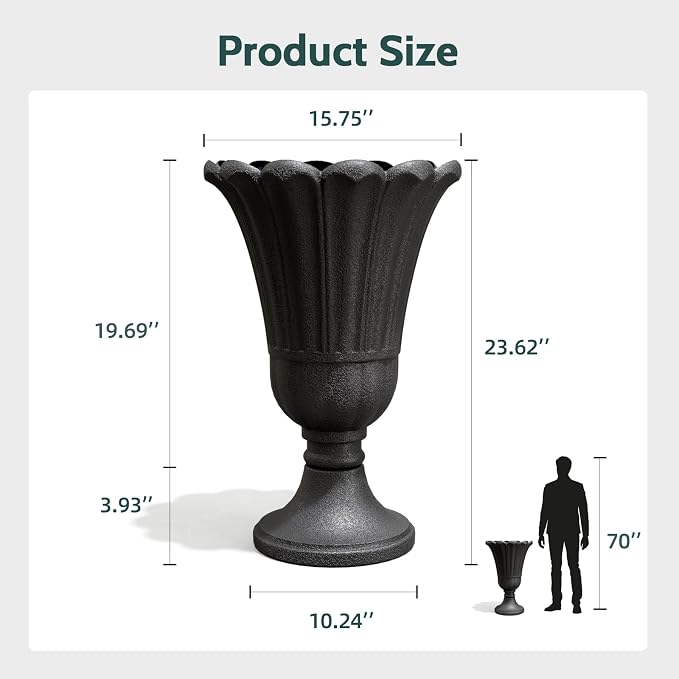 Tall Plastic Urn Planters and Pedestal - Image 2