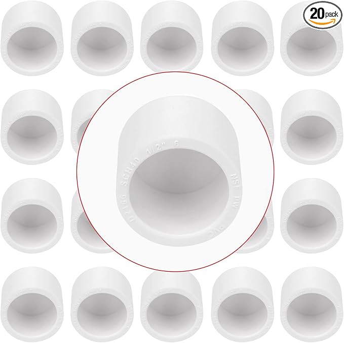 20Pack 1/2"PVC Pipe End Cap Fitting Schedule 40 Furniture Grade 1/2" PVC Pipe by Lswteiz