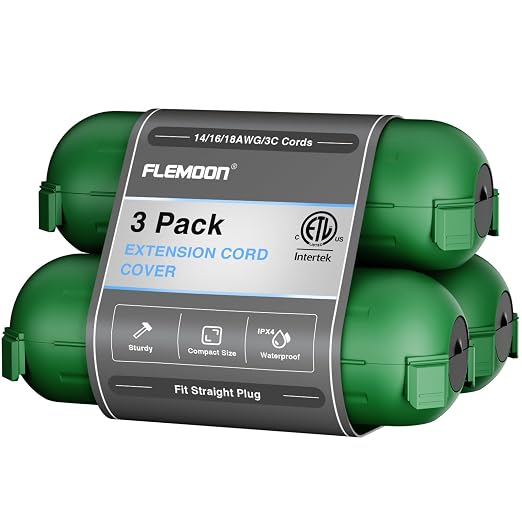 3 Pack Outdoor Extension Cord Waterproof Cover, by FLEMOON
