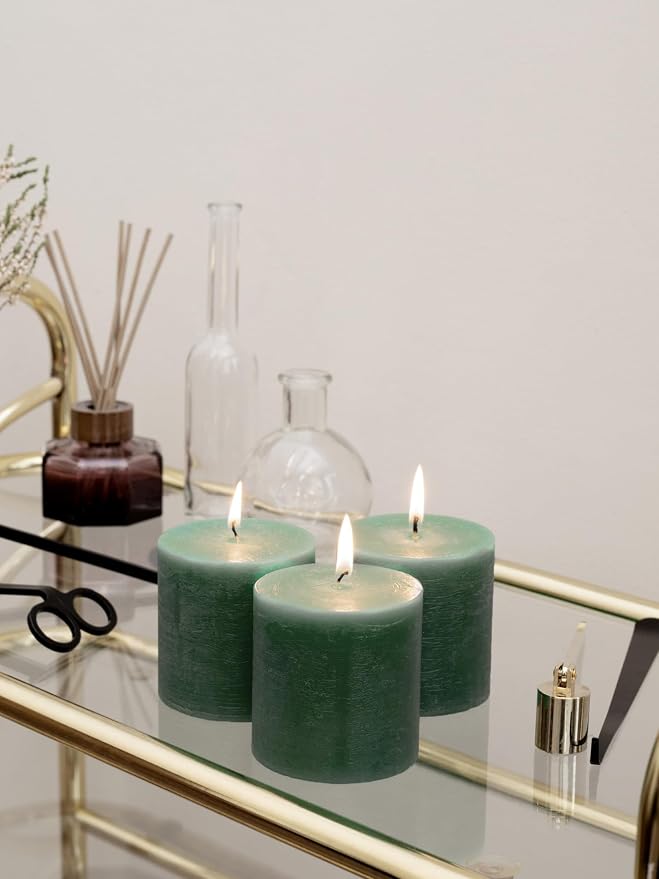 3x3 Inch Grass Green Pillar Candles Set of 3 - Image 5