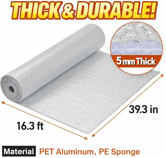 Japard Window Insulation for Summer, Double Sided Heavy Duty 5mm Reflective - Image 8