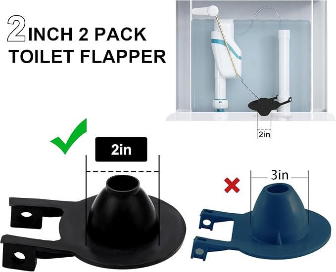 2 Pack 2-Inch Toilet Flapper Replacement Kit, Universal Flush Valve Flapper – - Image 5