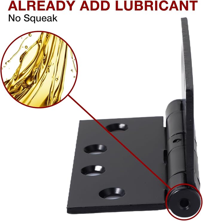TDCHINGES Heavy Duty Matte Black Door Hinges 4.5Inch x 4 1/2" Square 1 Pack | - Image 3