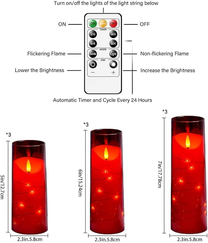 Eebuss Flameless Candles with Embedded Star String, Battery Operated LED Pillar - Image 2