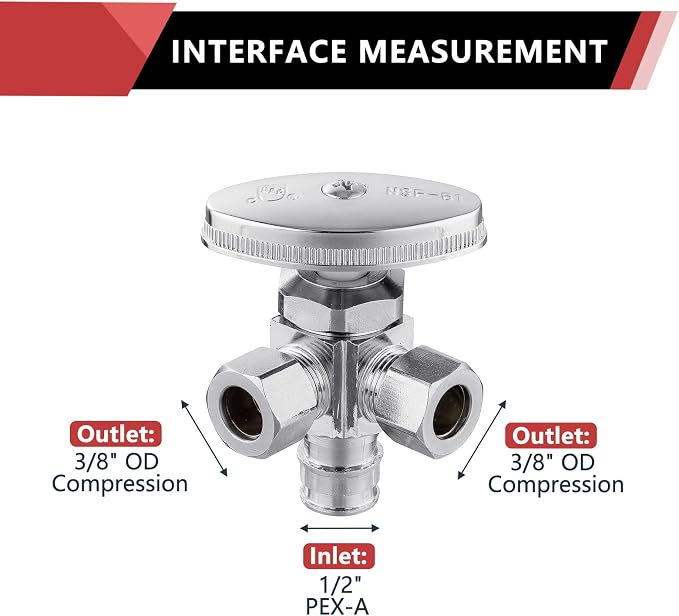 20PC EFIELD PEX-A Expansion Angle Stop Valve, Chrome Plated-VALVE067 - Image 2
