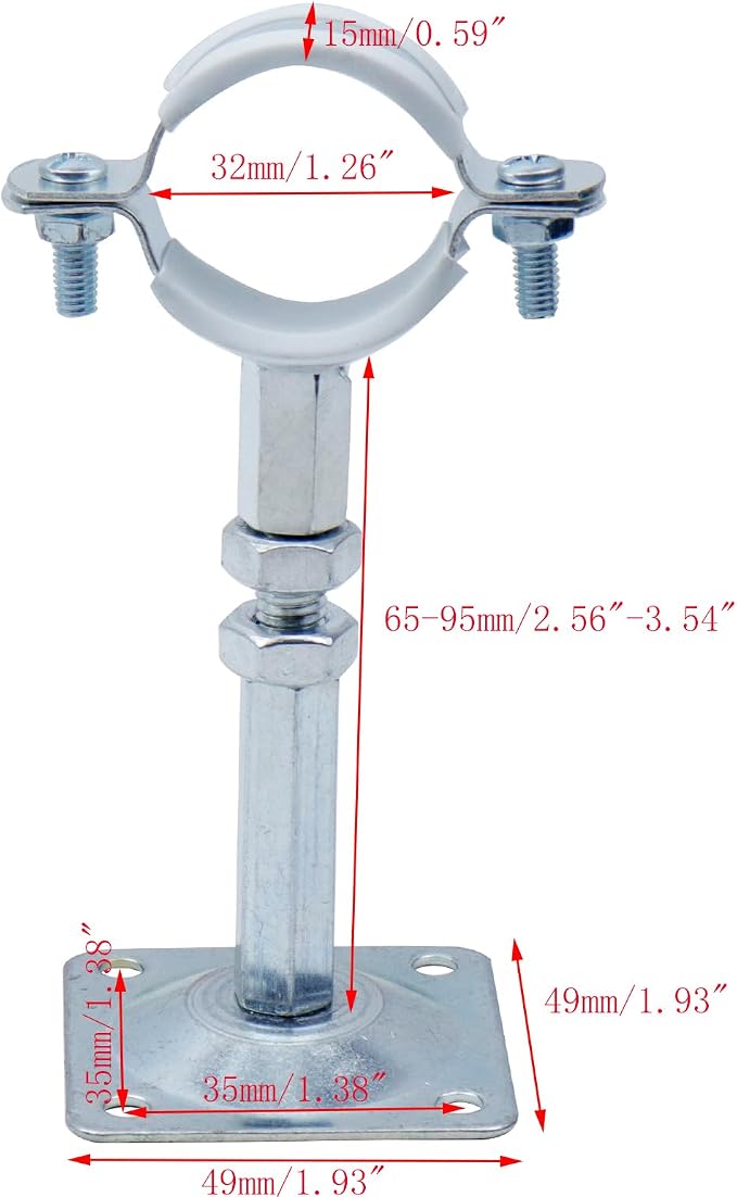 4pcs Wall Mount Pipe Supports 32mm Ceiling Mount Pipe Bracket Clamps Metal Ring - Image 2