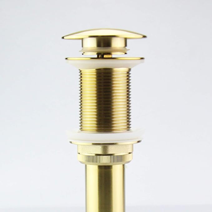 Bathroom Sink Pop Up Drain Without Overflow, Large Cap, Brushed Gold - Image 3