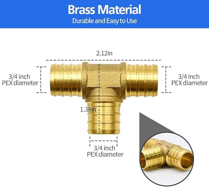 30pcs 3/4" Brass PEX Fittings, Elbow TEE Straight Couplings Set | - Image 4