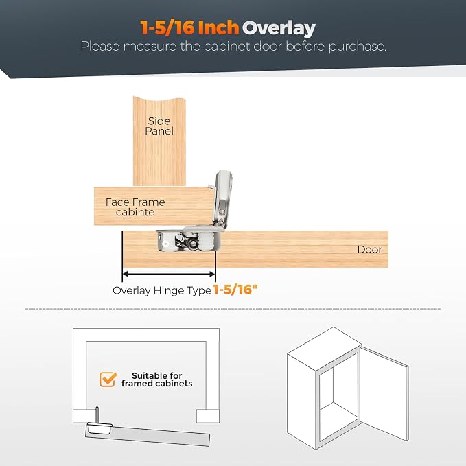 Satin Nickel Cabinet Hinges 1-1/2 Inch Overlay 10 Pack | Stainless Steel Build - Image 5
