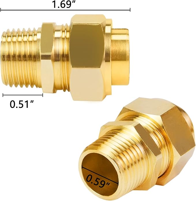 2 Pack Grill Propane Conversion Connector 1/2'' CSST Male NPT Gas Line Fitting - Image 2