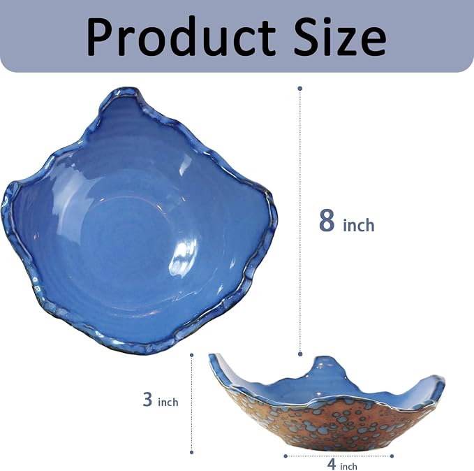 8" Small Ceramic Decorative Bowl，Irregular Rim Reactive Glaze Key Bowls - Image 2