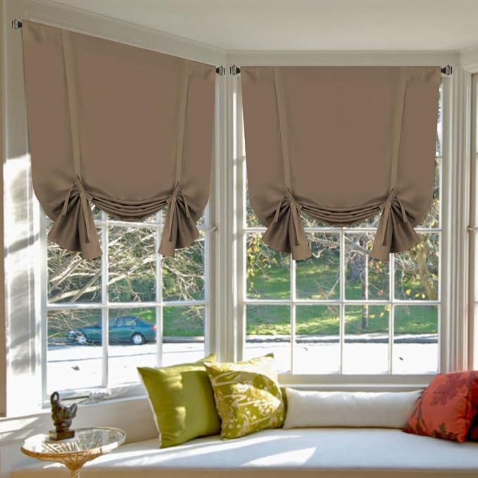 H.VERSAILTEX Blackout Tie Up Curtain 2 Panels Thermal Insulated Window Shade by HVERSAILTEX