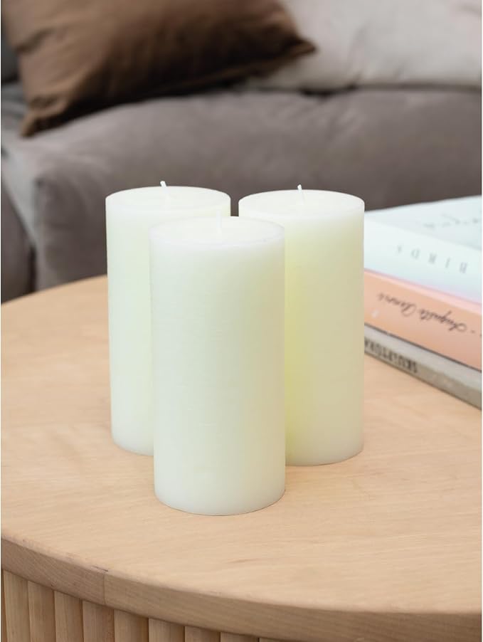 Large Pillar Candles 3x6 Inch – Set of 3 Unscented Dripless Ivory Candles - Image 4