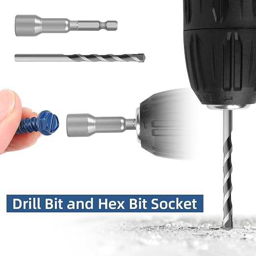 1/4" x 3-1/4" Blue Hex Head Concrete Screw Anchor Kit - Image 5