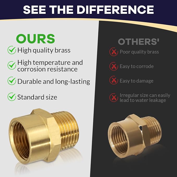 G 1/2 Female Thread to US 1/2 NPT Male Thread Brass Pipe Fitting Adapter - Image 4
