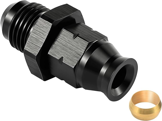 EVIL ENERGY 6AN Male to 1/4" Hardline Compression Fitting Adapter Aluminum Black by EVILENERGY
