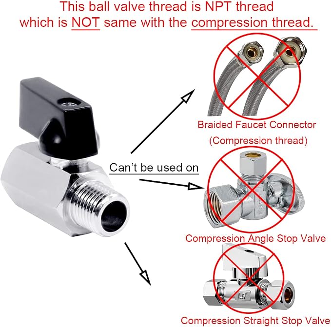Beduan 3/8" Brass Mini Ball Valve NPT Female x Male Shut-Off Valve - Image 2