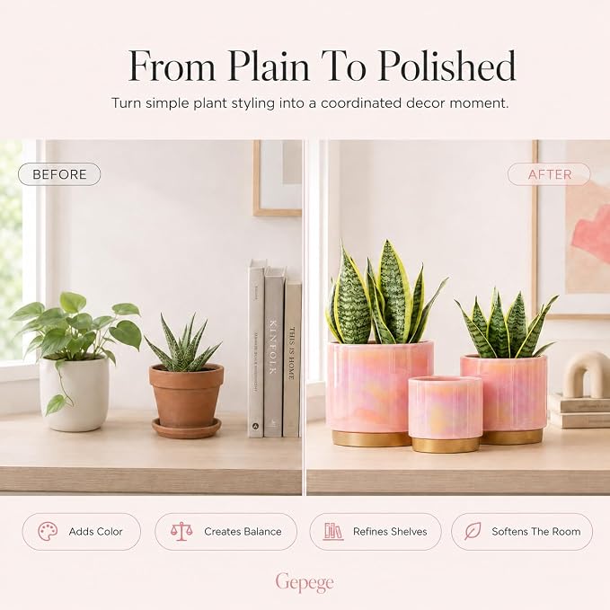 Gepege Ceramic Plant Pots for Indoor Plants, Planters - Image 8