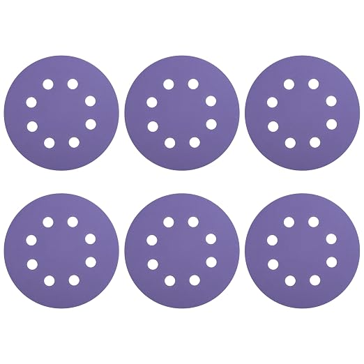 HARFINGTON 10Pcs 5Inch Sanding Disc 8 Hole 800Grit Purple Aluminum Oxide | Hook by HARFINGTON