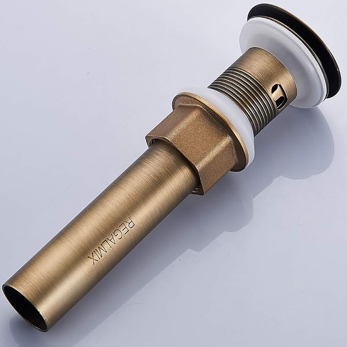 REGALMIX Antique Brass Pop Up Bathroom Vessel Sink Drain Stopper, Built-in - Image 9