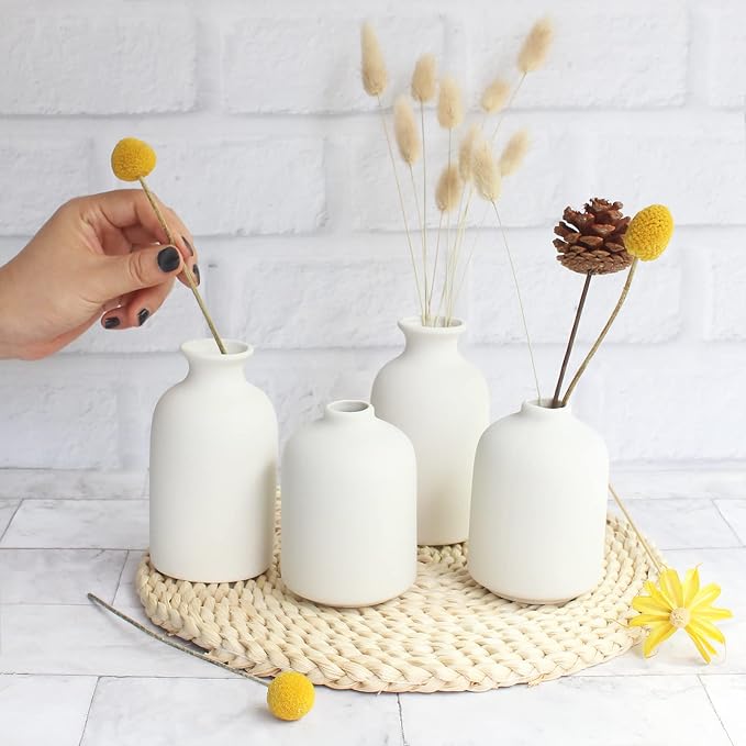 YANLING 6 Pack White Vase Small Ceramic Vases - Image 5