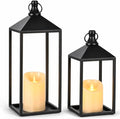 2 Pcs Black Decorative Metal Lanterns Farmhouse Lantern Decor by MATAHUMbeyourbetterchoice