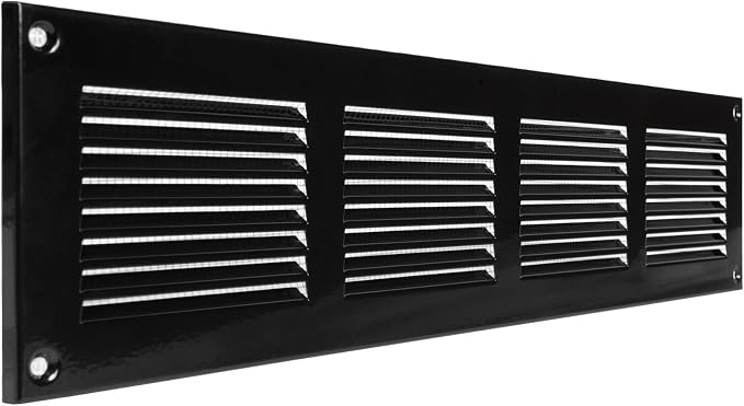 16 x 4 Inch Black Galvanized Steel Return Air Register Vent Cover, AC Vent Cover by ECOPROVENT