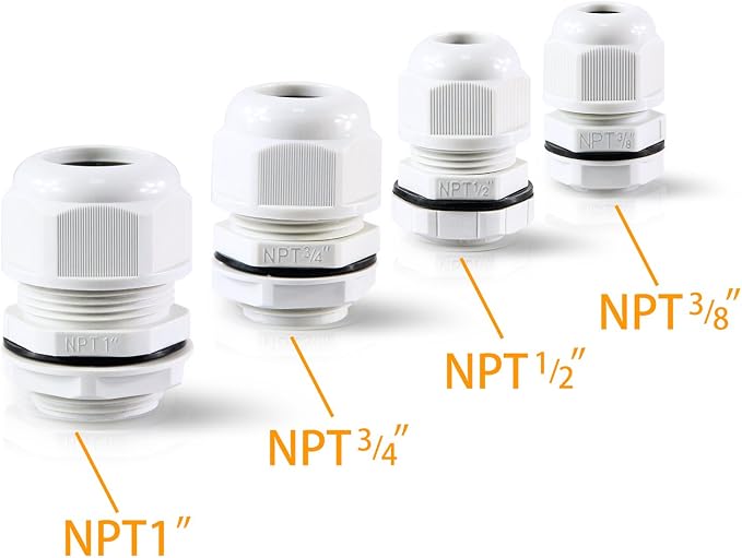 XHF 2 Pcs 3/4" IP68 Strain Relief Nylon Cord Grip Waterproof NPT Cable Glands - Image 6