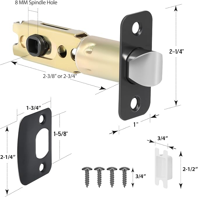 1 Pack Black Door Latch Replacement, 8mm Big Spindle Hole, 45°Turning Angle - Image 6