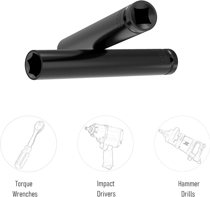 1/2" Drive 14mm Socket Accessory Set, 6 Inch Length | Deep 6-Point Impact - Image 4