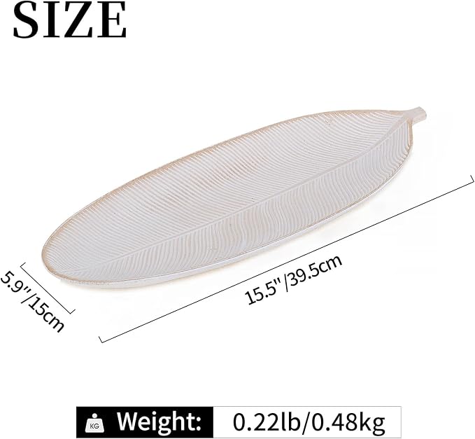 Hanobe Leaf Wooden Decorative Tray, Wood Key Bowl - Image 4