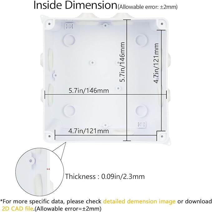 LeMotech Junction Box, ABS Plastic IP65 Waterproof and Dustproof, Universal - Image 3