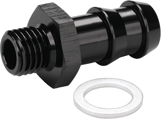 M12x1.5 Male Metric to 1/2 Barb Fuel Pump Outlet Adapter Fitting Aluminum Black - Image 4