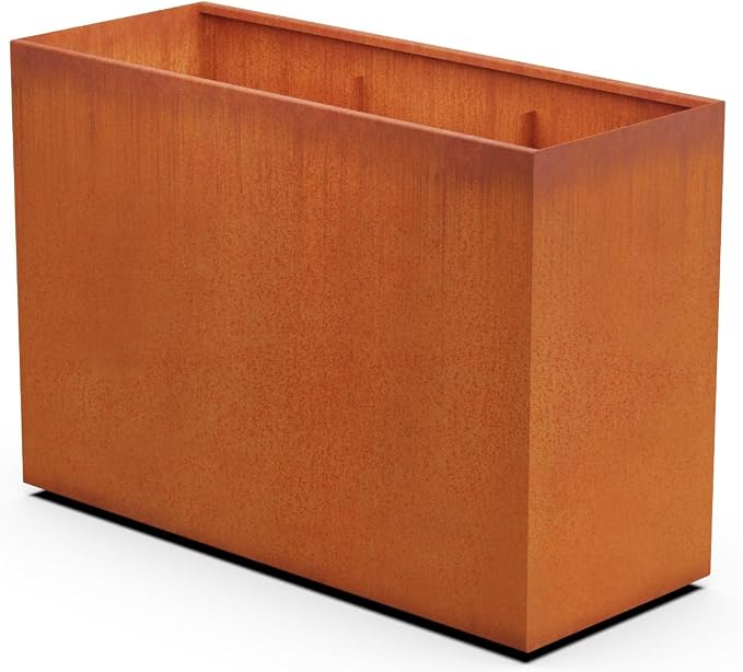 Large Rectangular Planters for Outdoor Plants – 60x24x42 Corten Steel Planter by Plantercraft