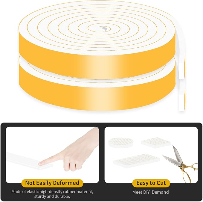 Foam Tape, Weather Stripping, High Density CR, Soundproof, 3/4 in x 1/4 in x - Image 6