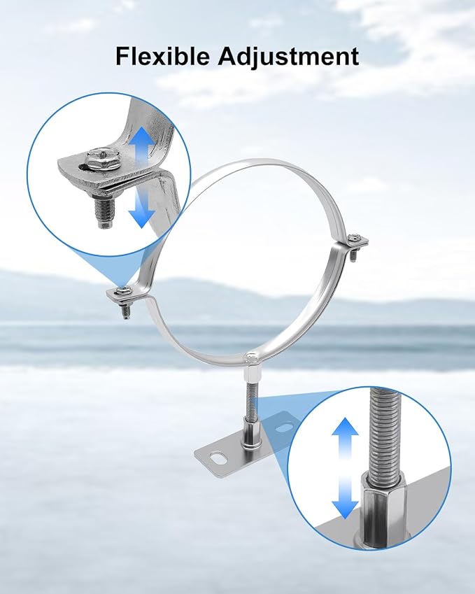 2 Pcs 6 Inch Pipe Bracket, Adjustable Split Ring Hanger Vent Wall Strap Kit | - Image 6