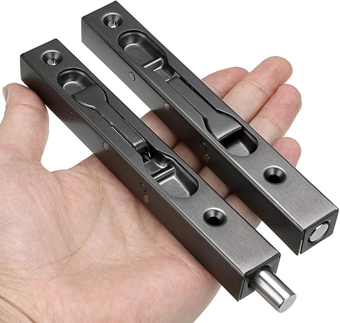 Sumnacon 2 Pcs Door Flush Bolts 6 Inch Flush Bolt - Image 3