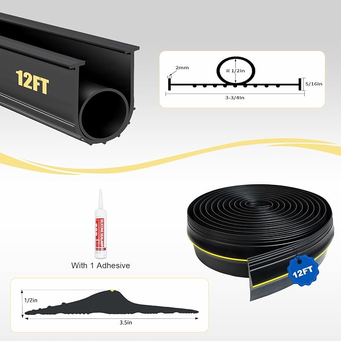 DGSL Garage Door Bottom Seal, 5/16 T-End Rubber Weather Stripping, 12 FT | U+O - Image 2