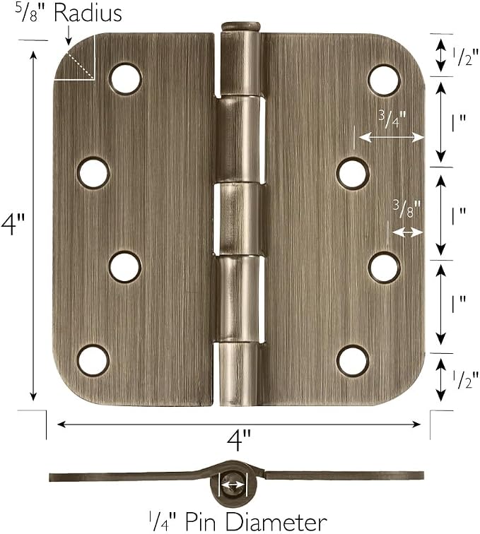 Design House Interior Door Hinge, Antique Brass | 5/8" Radius, Traditional - Image 5