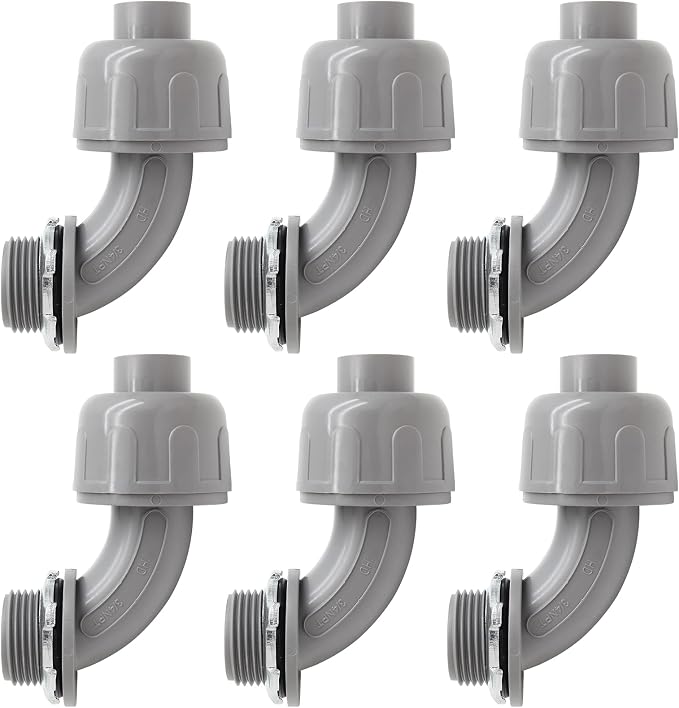 6Pcs 3/4 Inch NPT Liquid Tight Connector 90 Degree | Nonmetallic, Electrical by Moicstiy