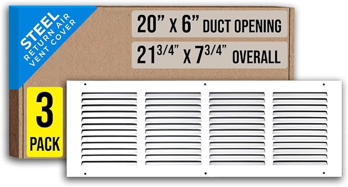 Fits 20x6 Duct Opening | Steel Return Air Grille by Handua | Vent Cover Grill by Handua