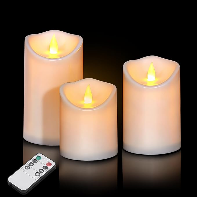 Flameless Candles 4" 5" 6" Outdoor Indoor Pillars Battery Operated Flickering by Artmarry