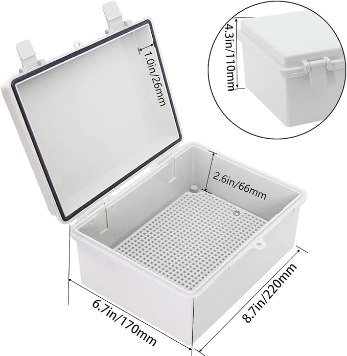 Junction Box, Hinged Cover IP67 Waterproof ABS Project Box - Image 3